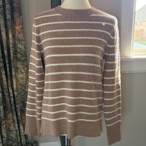J. Crew Factory Brown and White Striped Sweater